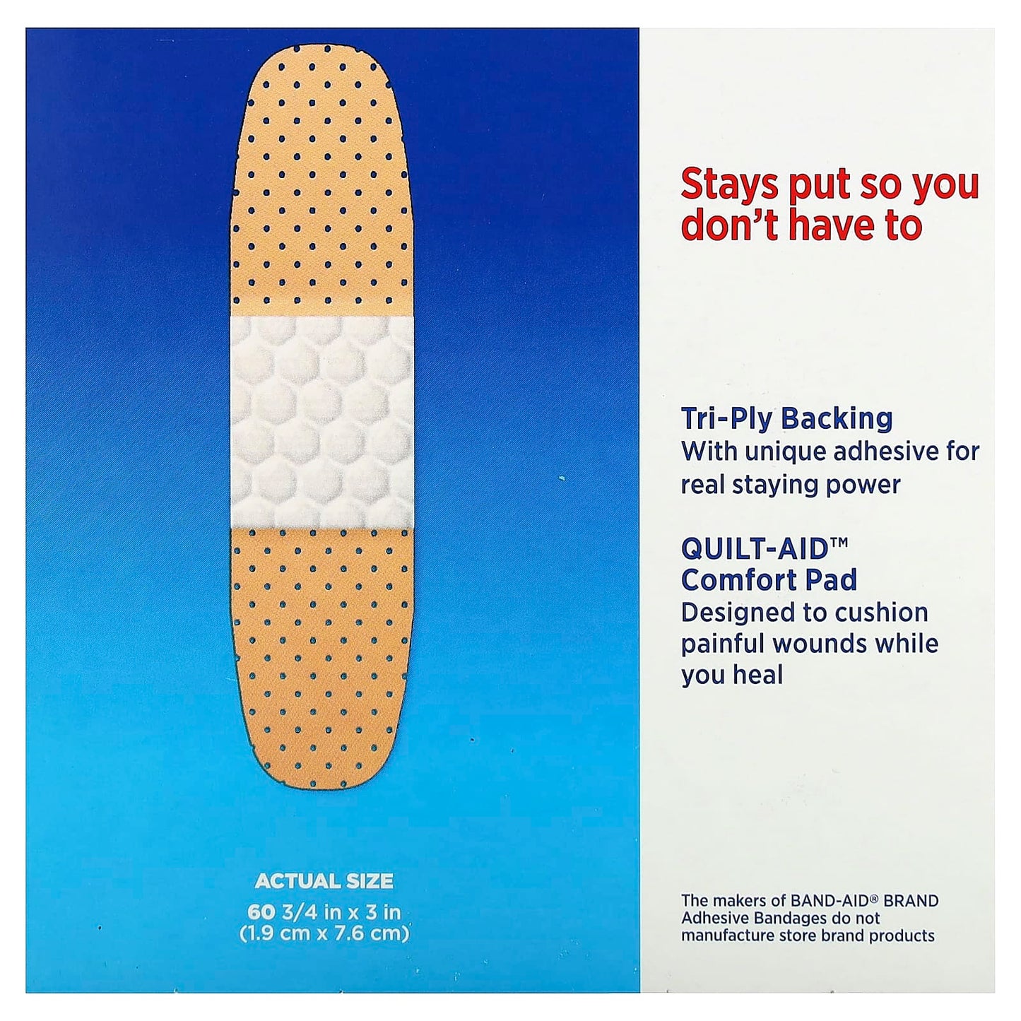 Band Aid, Adhesive Bandages, Tru-Stay, Plastic, 60 Bandages