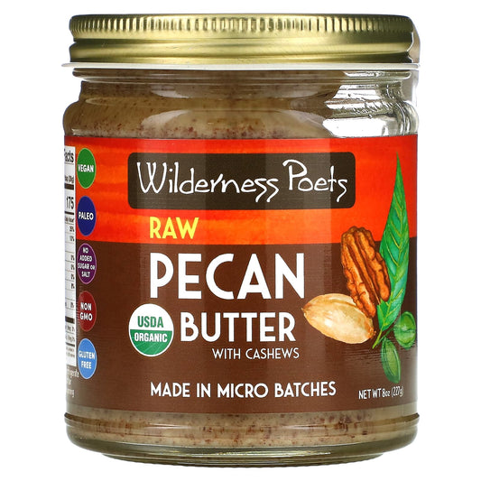 Wilderness Poets-Organic Raw Pecan Butter with Cashews-8 oz (227 g)