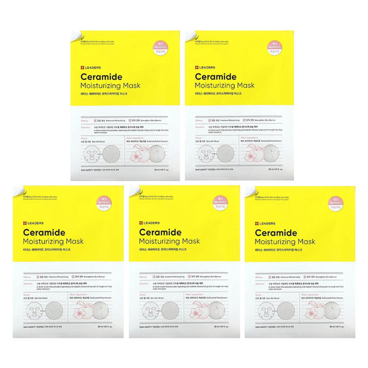 Leaders-Ceramide Moisturizing Beauty Mask-5 Sheets-1.01 fl oz (30 ml) Each