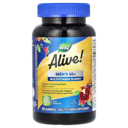 Nature's Way-Alive! Men's 50+ Multivitamin Gummy-Fruit Flavors-60 Gummies