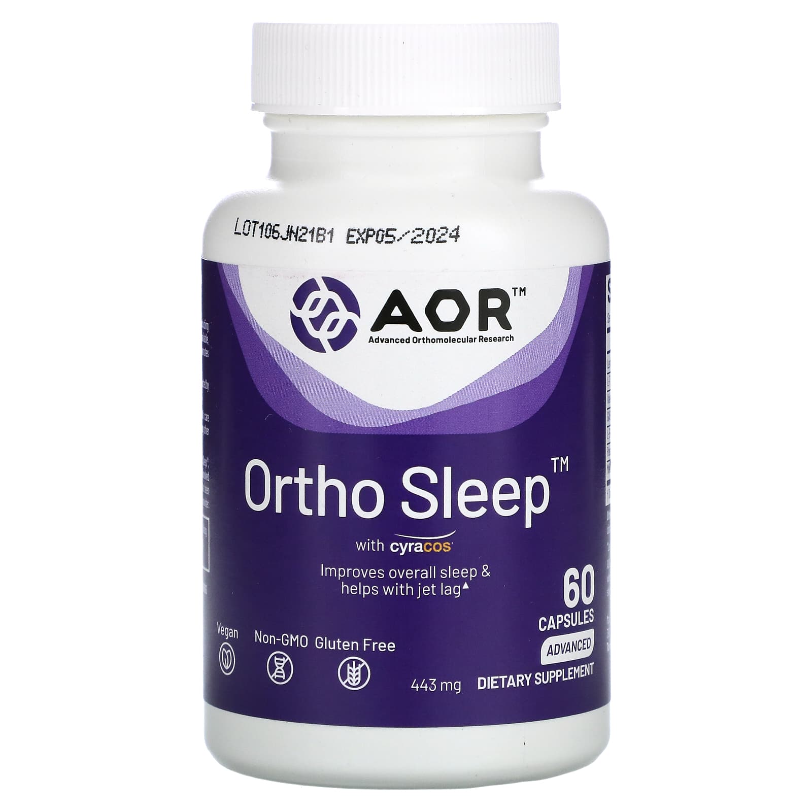 Advanced Orthomolecular Research AOR-Ortho Sleep with Cyracos-443 mg-60 Capsules (221 mg per Capsule)