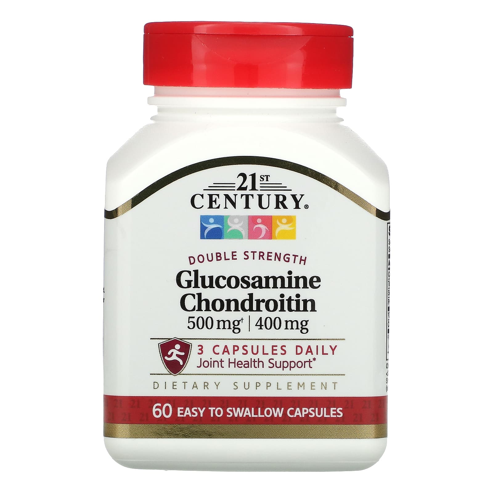 21st Century-Glucosamine / Chondroitin-Double Strength-1500 mg / 1200 mg-60 Easy to Swallow Capsules (500 mg / 400 mg per Capsule)