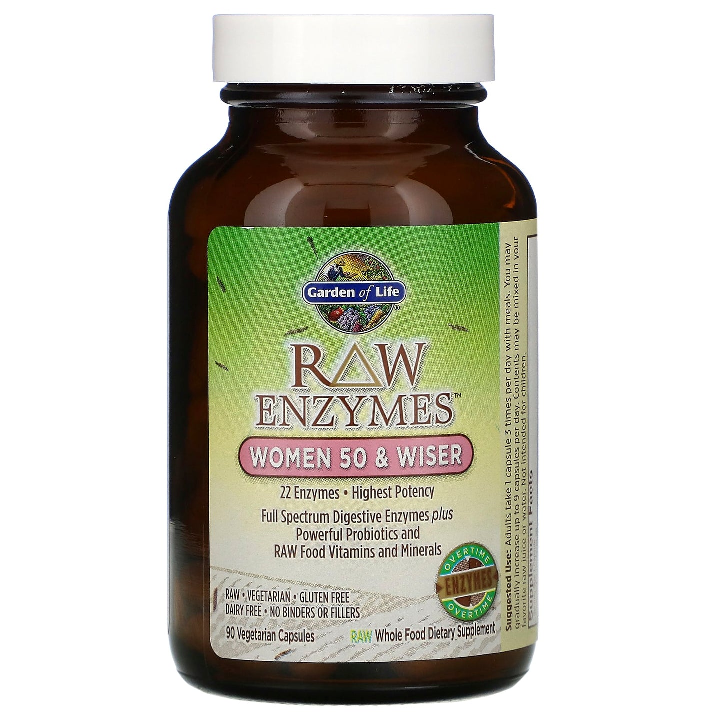 Garden of Life, RAW Enzymes, Women 50 & Wiser, 90 Vegetarian Capsules