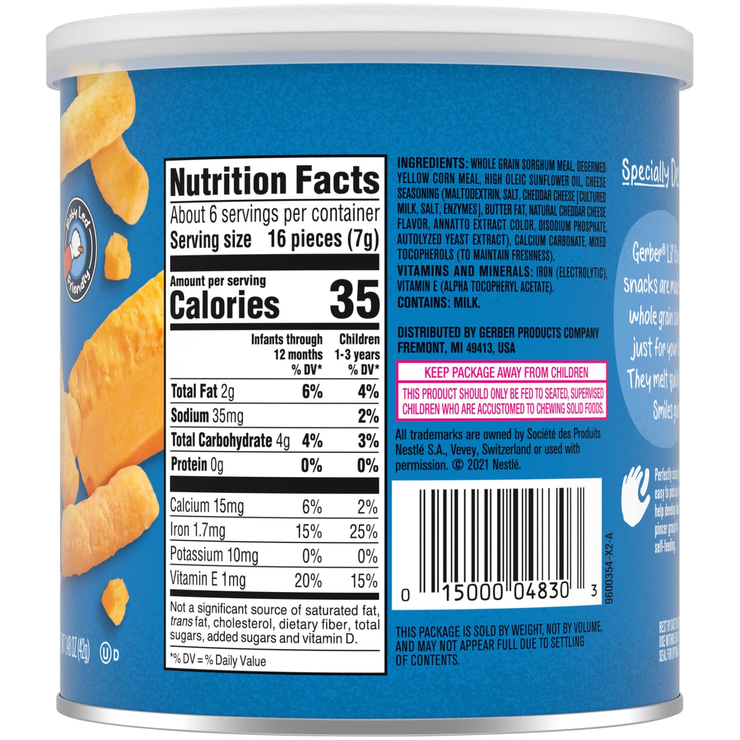 Gerber, Snacks for Baby, Lil' Crunchies, Baked Grain Snack, 8+ Months, Mild Cheddar, 1.48 oz (42 g)