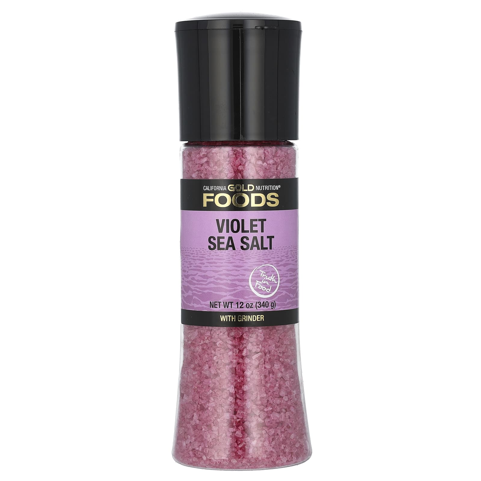 California Gold Nutrition-FOODS - Violet Sea Salt Grinder-12 oz (340 g)