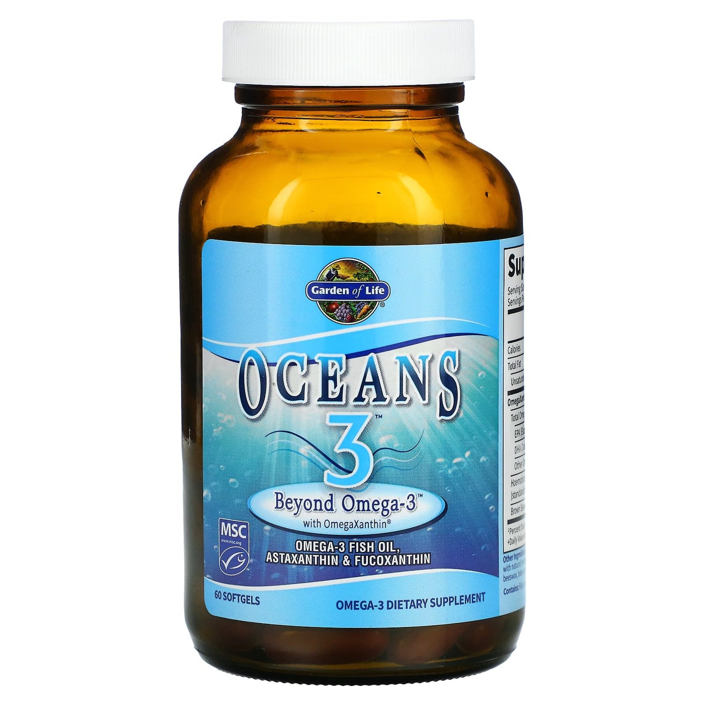 Garden of Life, Oceans 3, Beyond Omega-3 with OmegaXanthin, 60 Softgels