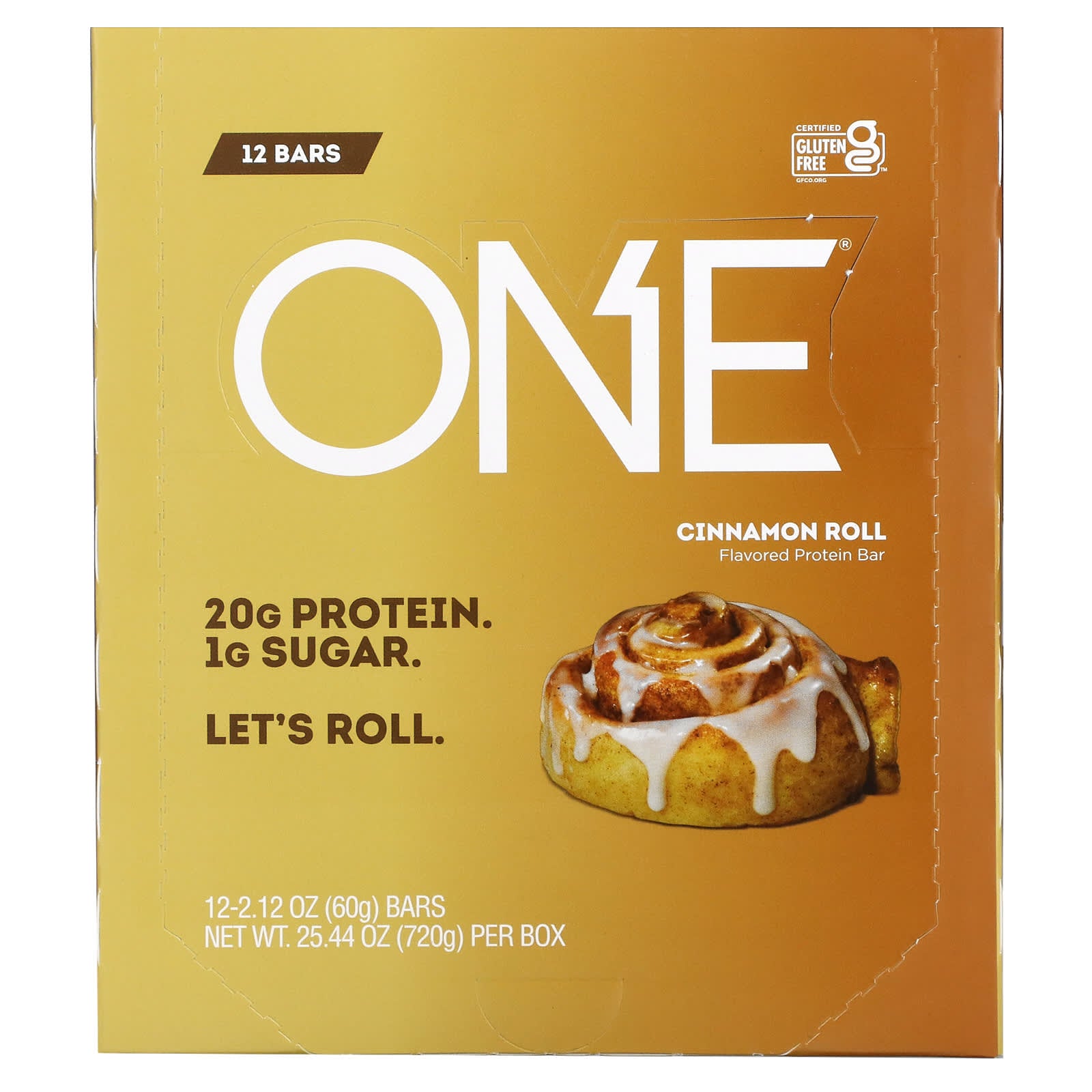 One Brands-ONE Bar-Cinnamon Roll-12 Bars-2.12 oz (60 g) Each