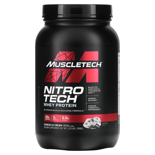 MuscleTech-Nitro Tech-Whey Protein-Cookies and Cream-2.20 lbs (998 g)