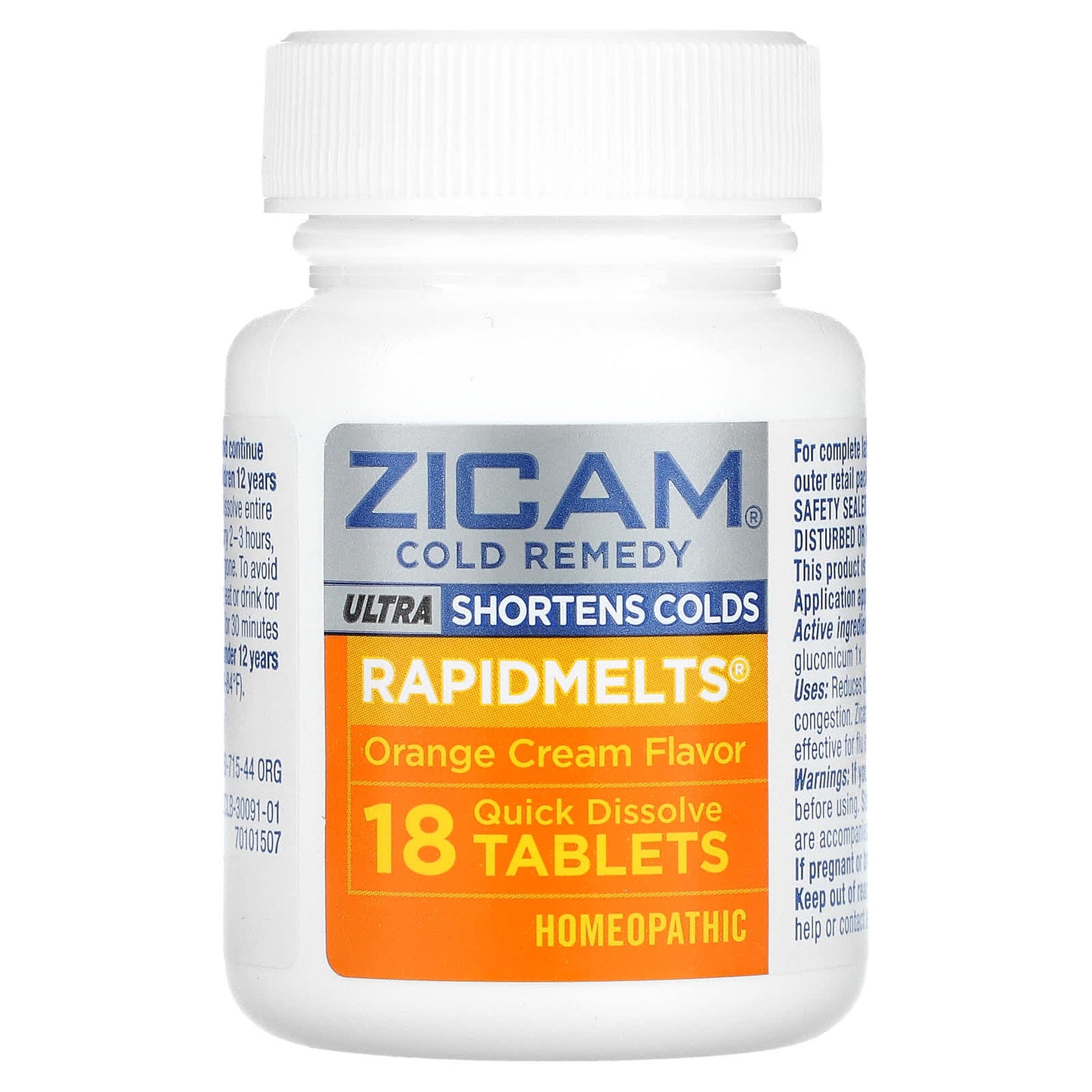 Zicam, Ultra Cold Remedy, RapidMelts, Orange Cream, 18 Quick Dissolve Tablets