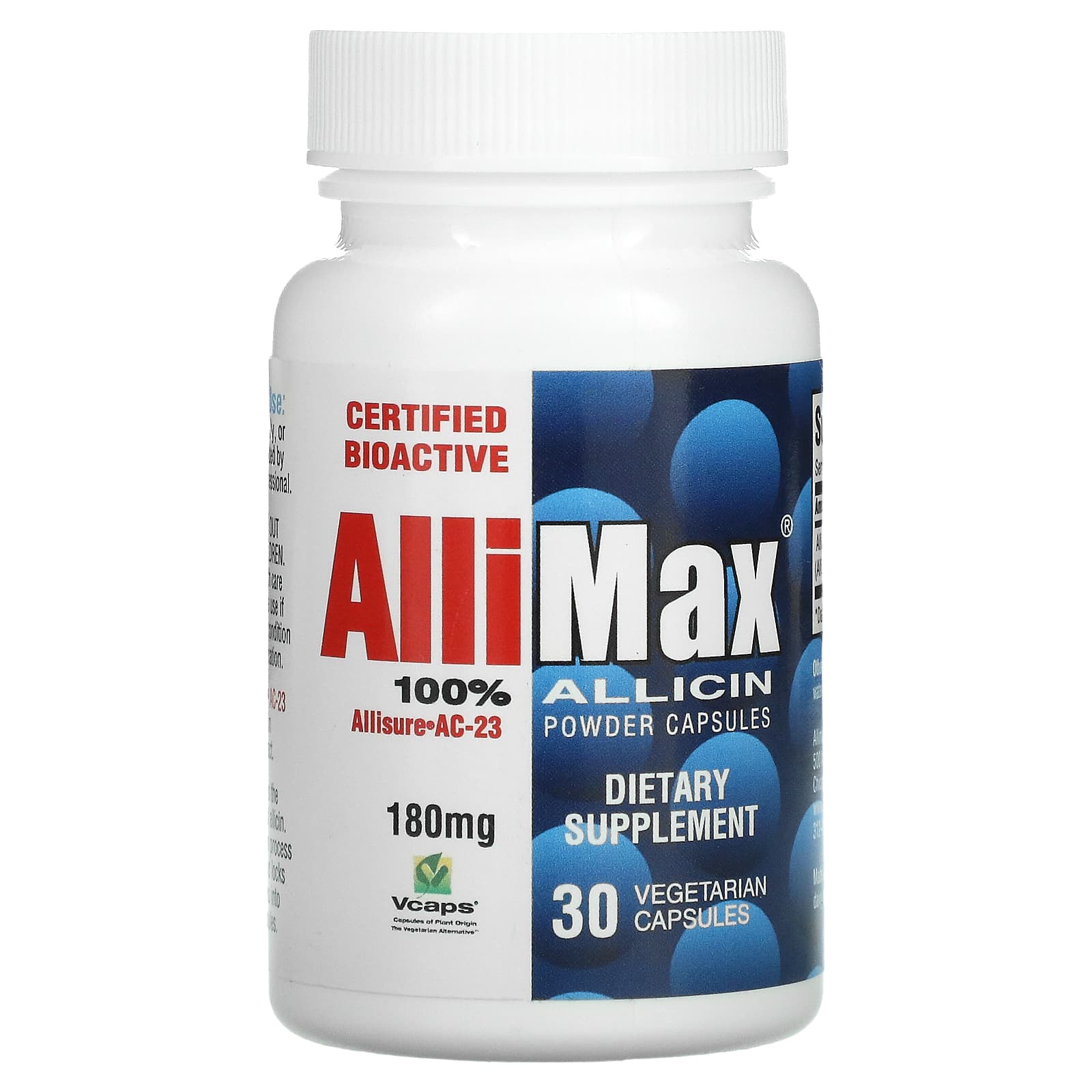 Allimax-100% Allicin Powder Capsules-180 mg-30 Vegetarian Capsules