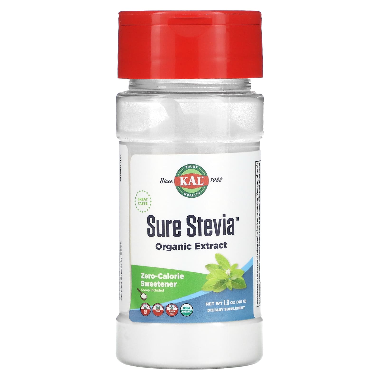 KAL-Organic Sure Stevia Extract-1.3 oz (40 g)