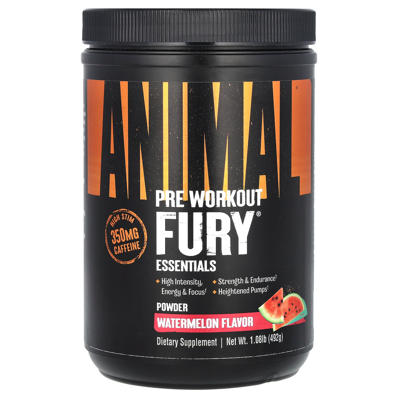 Animal-Pre Workout-Fury Essentials-Watermelon -1.08 lb (492 g)