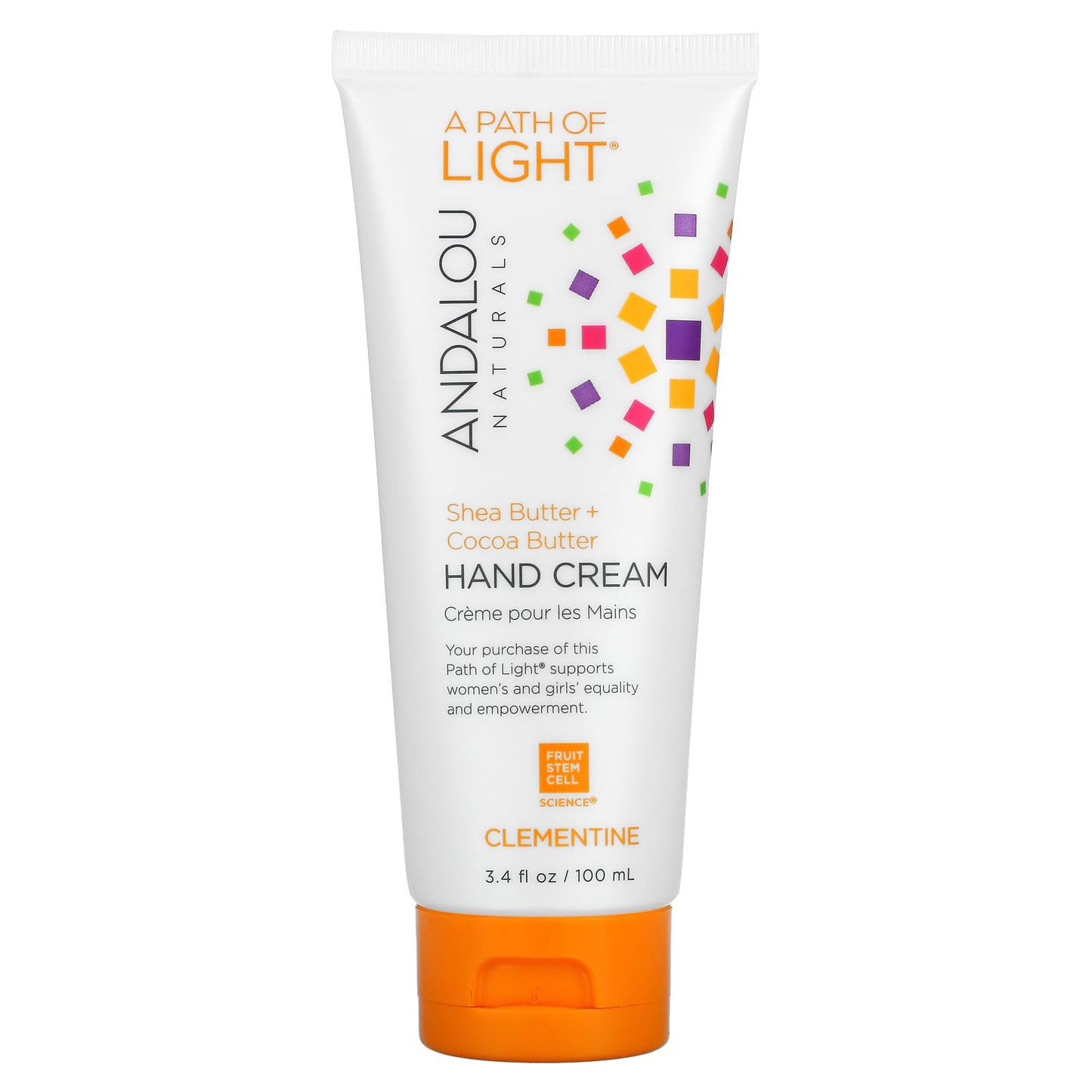 Andalou Naturals-A Path of Light-Shea Butter + Cocoa Butter Hand Cream-Clementine-3.4 fl oz (100 ml)