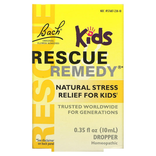 Bach-Original Flower Remedies-Rescue Remedy Dropper-Natural Stress Relief for Kids-Alcohol-Free -0.35 fl oz (10 ml)