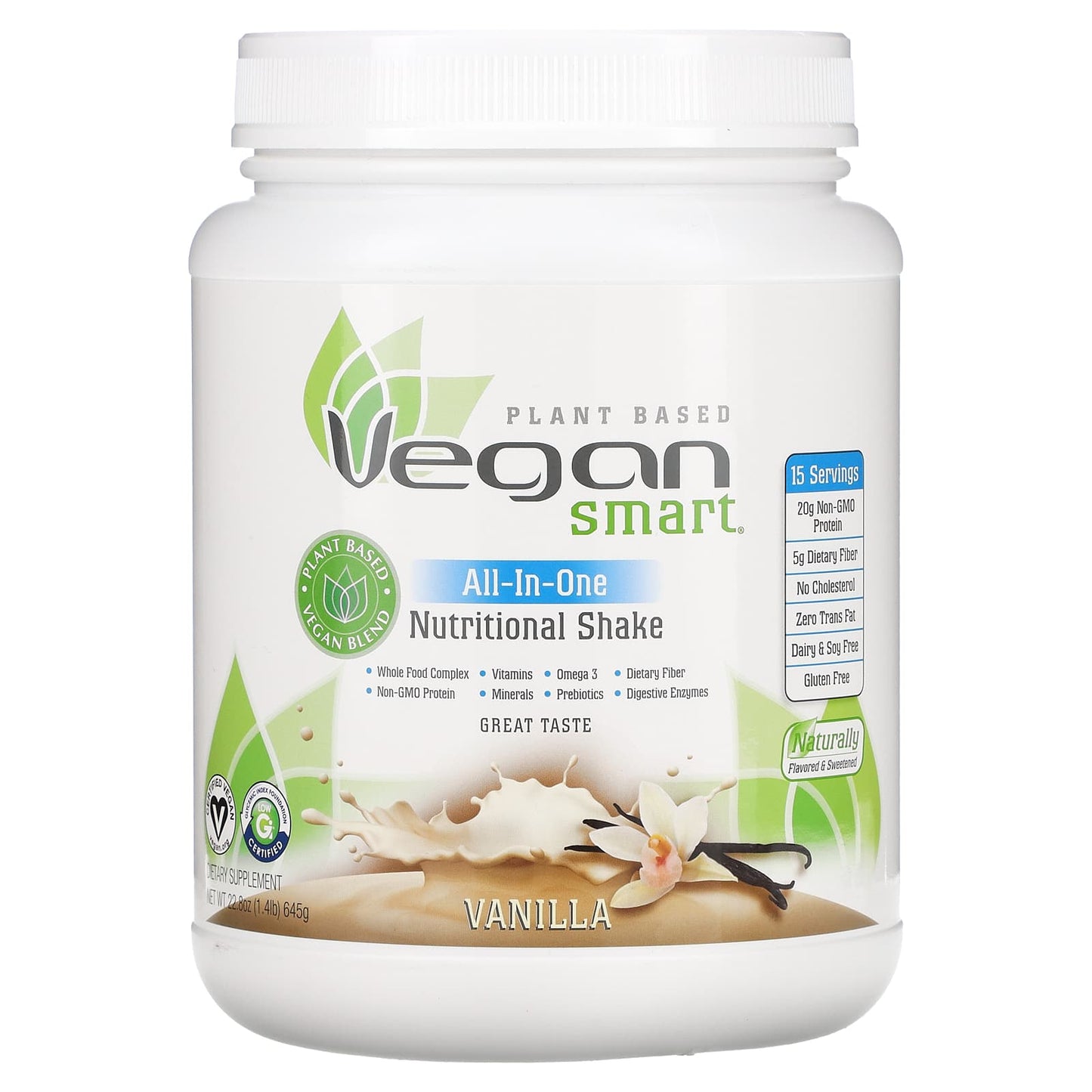 VeganSmart-All-In-One Nutritional Shake-Vanilla-1.4 lbs (645 g)