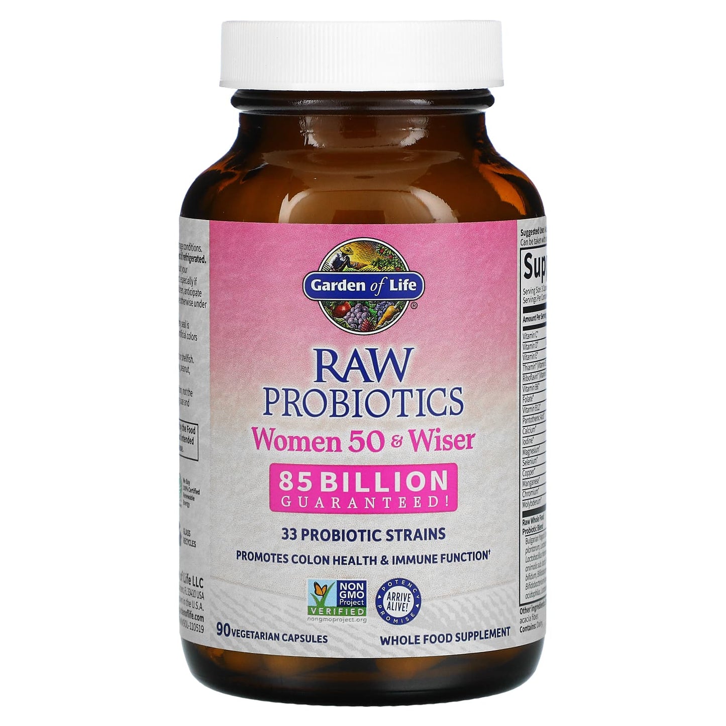 Garden of Life, RAW Probiotics, Women 50 & Wiser, 85 Billion, 90 Vegetarian Capsules (28.33 Billion Live Cultures per Capsule)