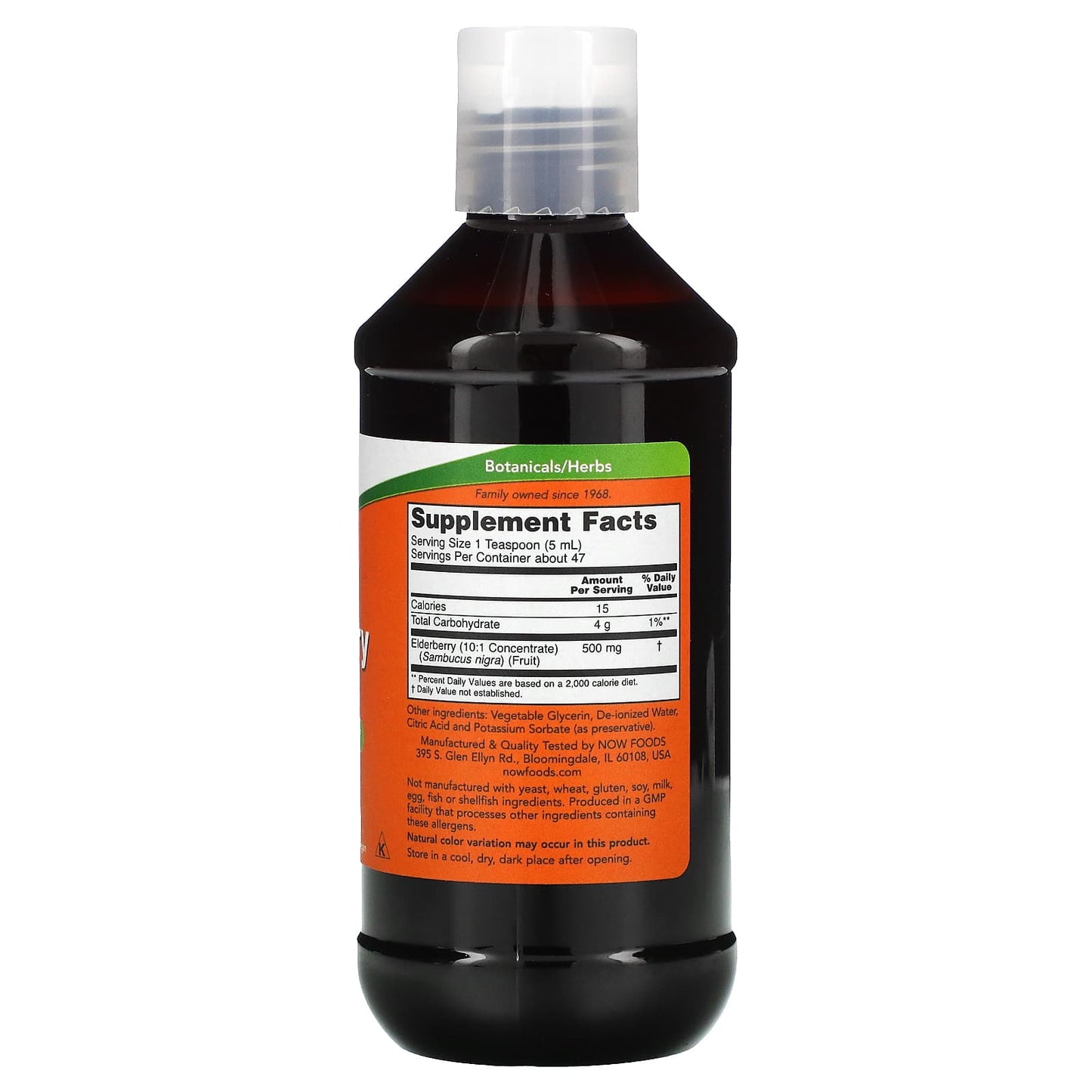 NOW Foods, Elderberry Liquid, 500 mg, 8 fl oz (237 ml)