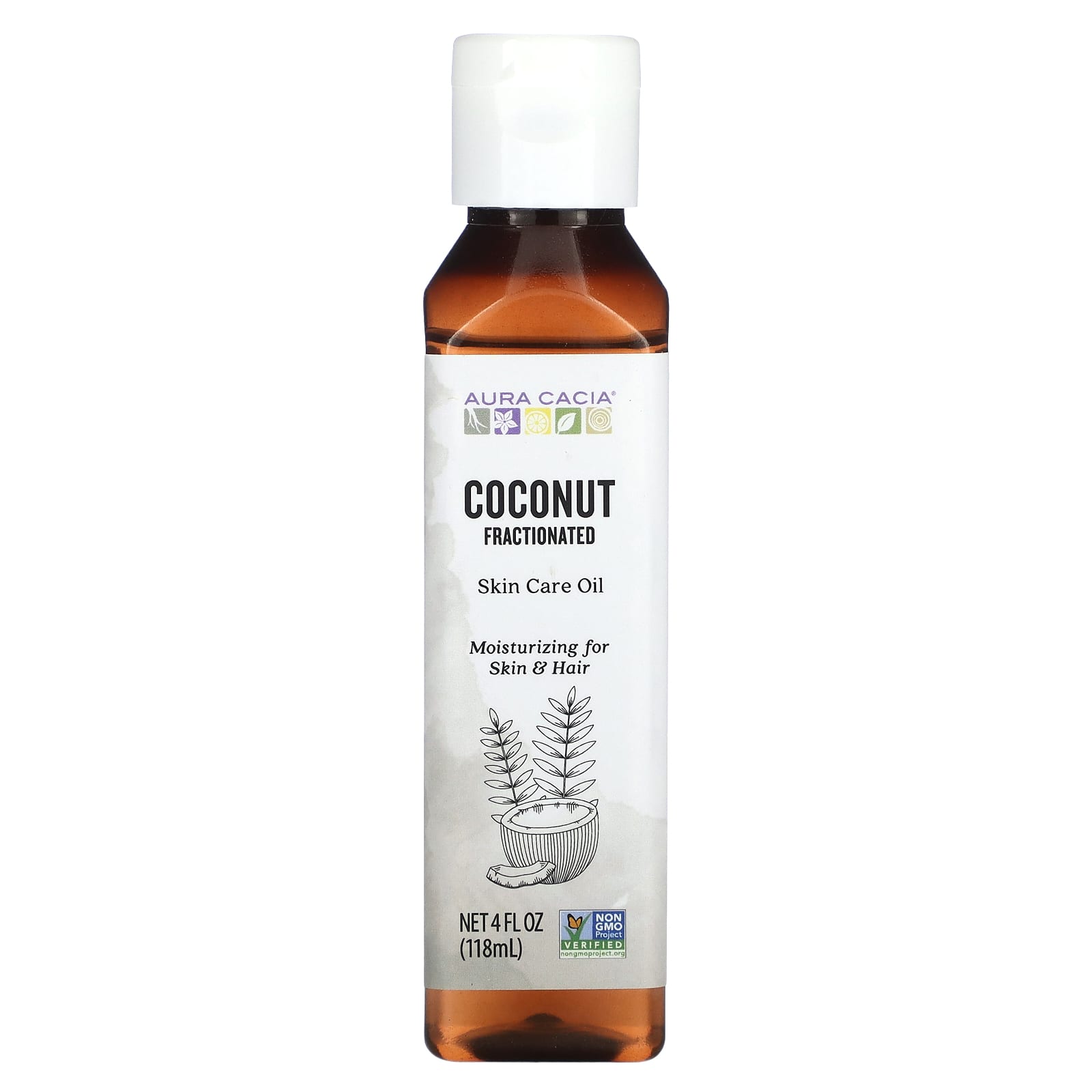 Aura Cacia-Fractionated Skin Care Oil- Coconut -4 fl oz (118 ml)