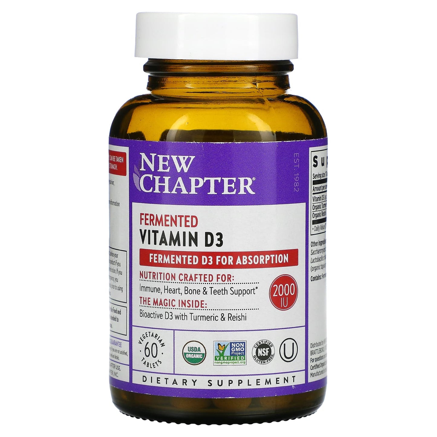 New Chapter-Fermented Vitamin D3-2,000 IU-60 Vegetarian Tablets