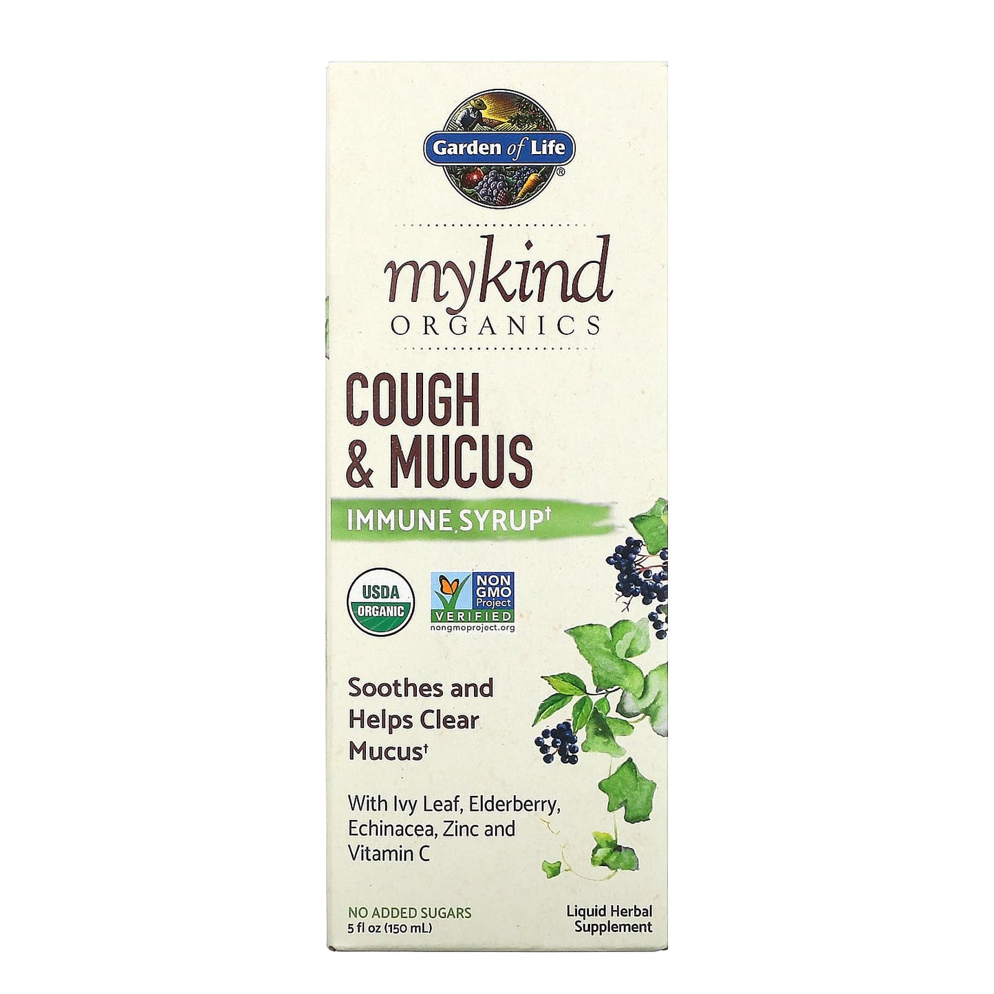 Garden of Life-MyKind Organics-Cough & Mucus Immune Syrup-5 fl oz ( 150 ml)