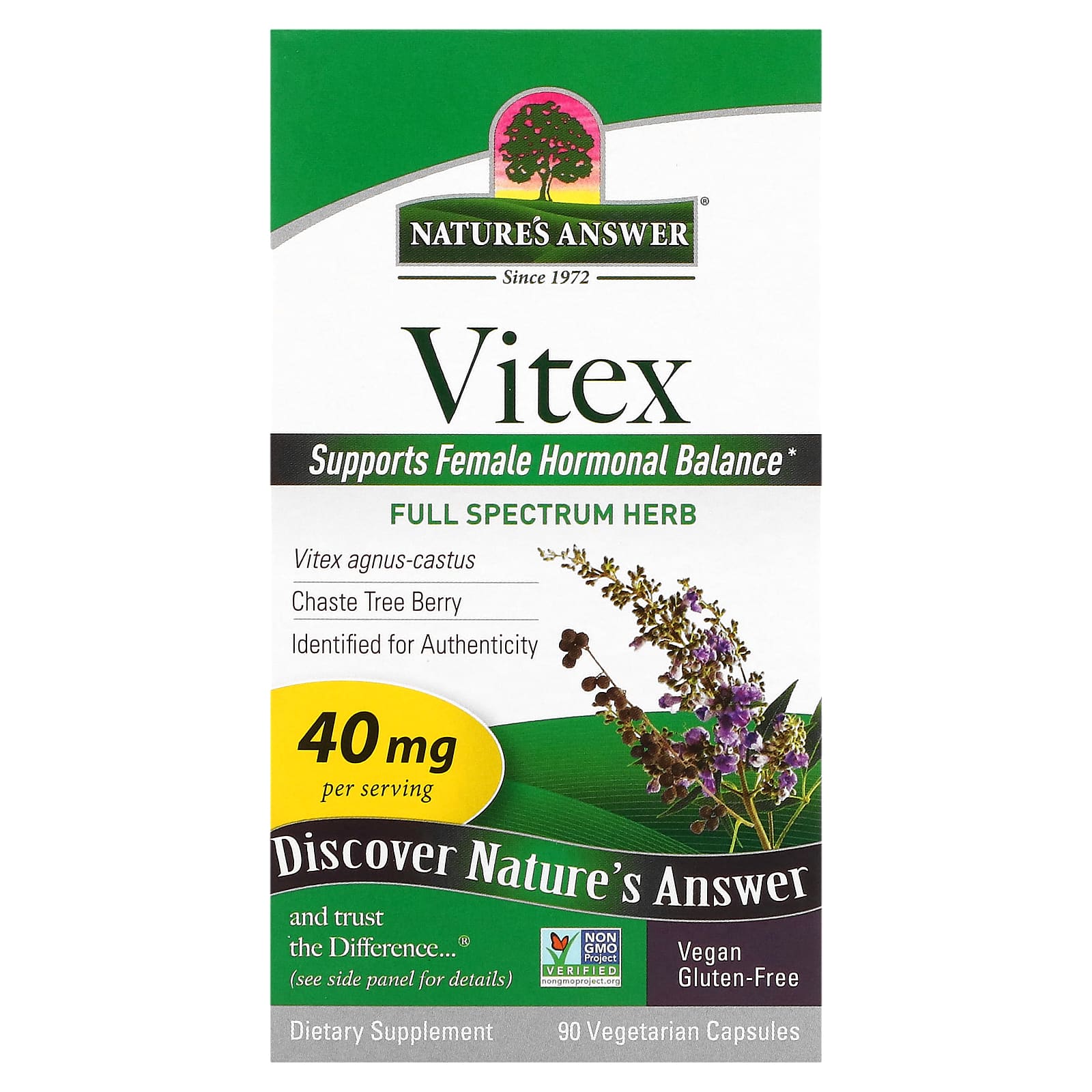 Nature's Answer-Vitex-Agnus-Castus Chaste Tree Berry-40 mg-90 Vegetarian Capsules