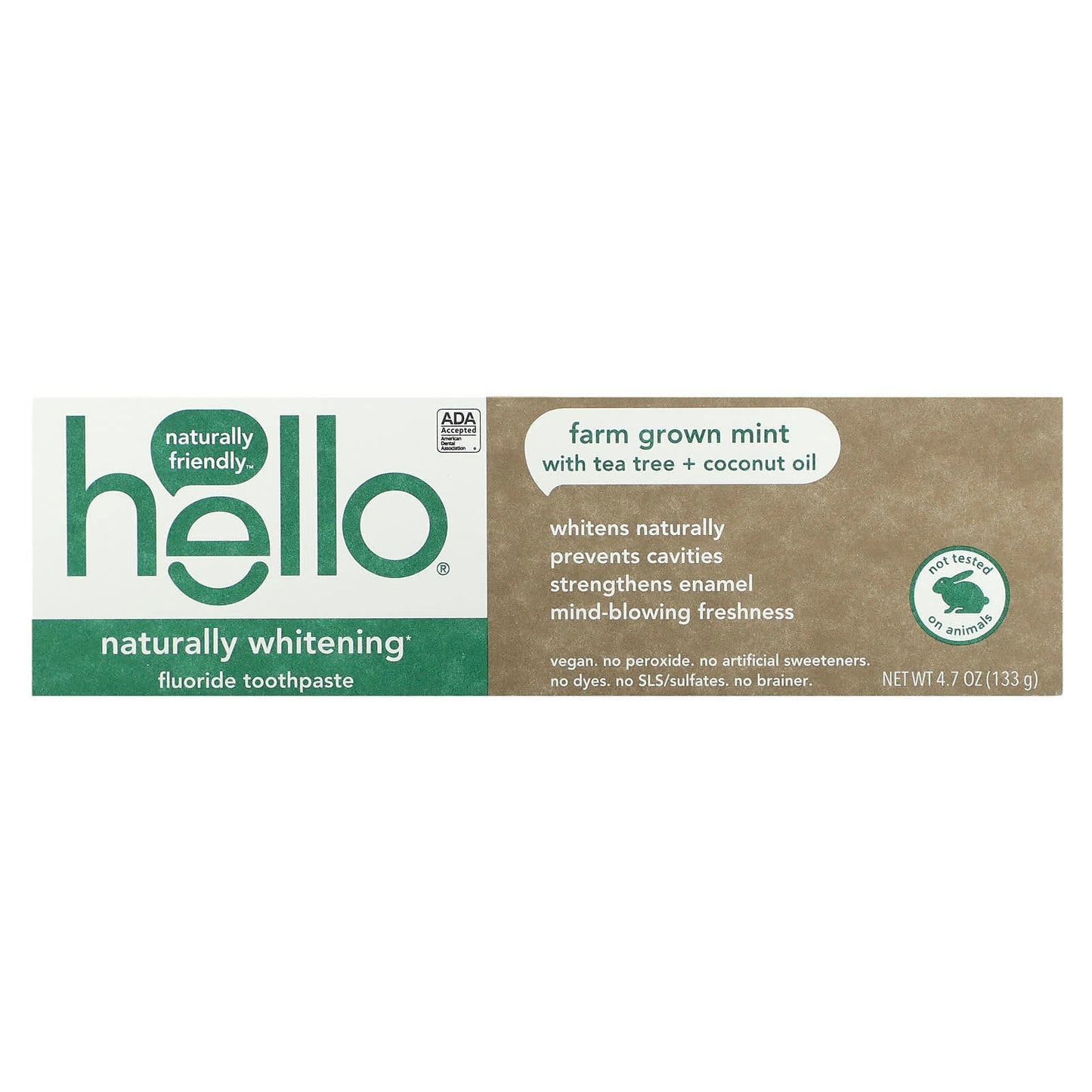 Hello, Naturally Whitening Fluoride Toothpaste, Farm Grown Mint, 4.7 oz (133 g)