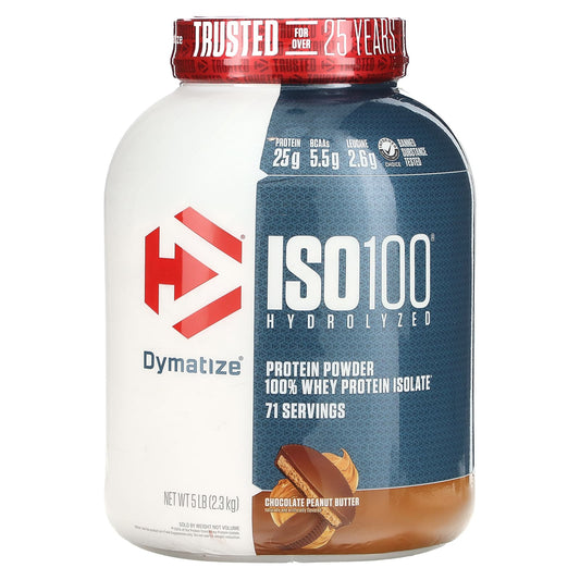 Dymatize-ISO100 Hydrolyzed-100% Whey Protein Isolate-Chocolate Peanut Butter-5 lb (2.3 kg)