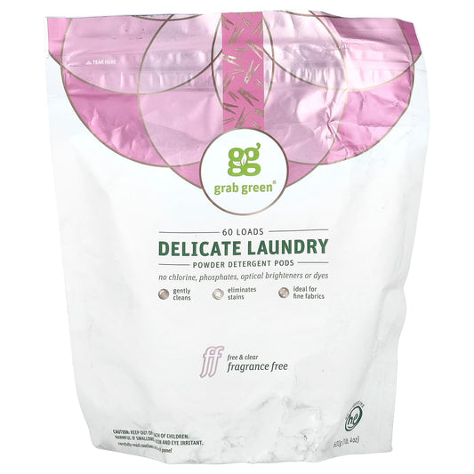 Grab Green-Delicate Laundry Powder Detergent Pods-Fragrance Free-60 Loads-1 lb 4 oz (600 g)