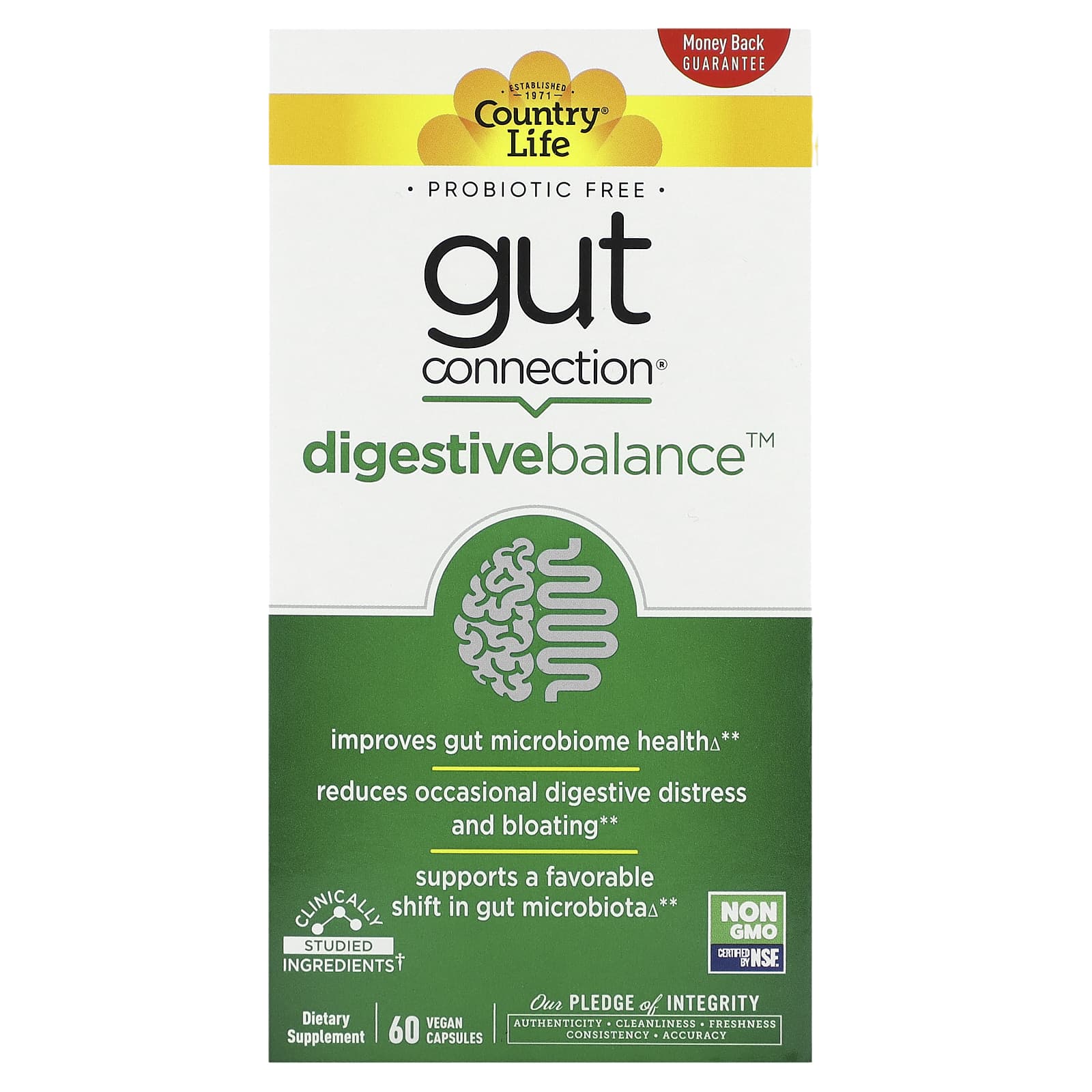 Country Life-Gut Connection-Digestive Balance-60 Vegan Capsules