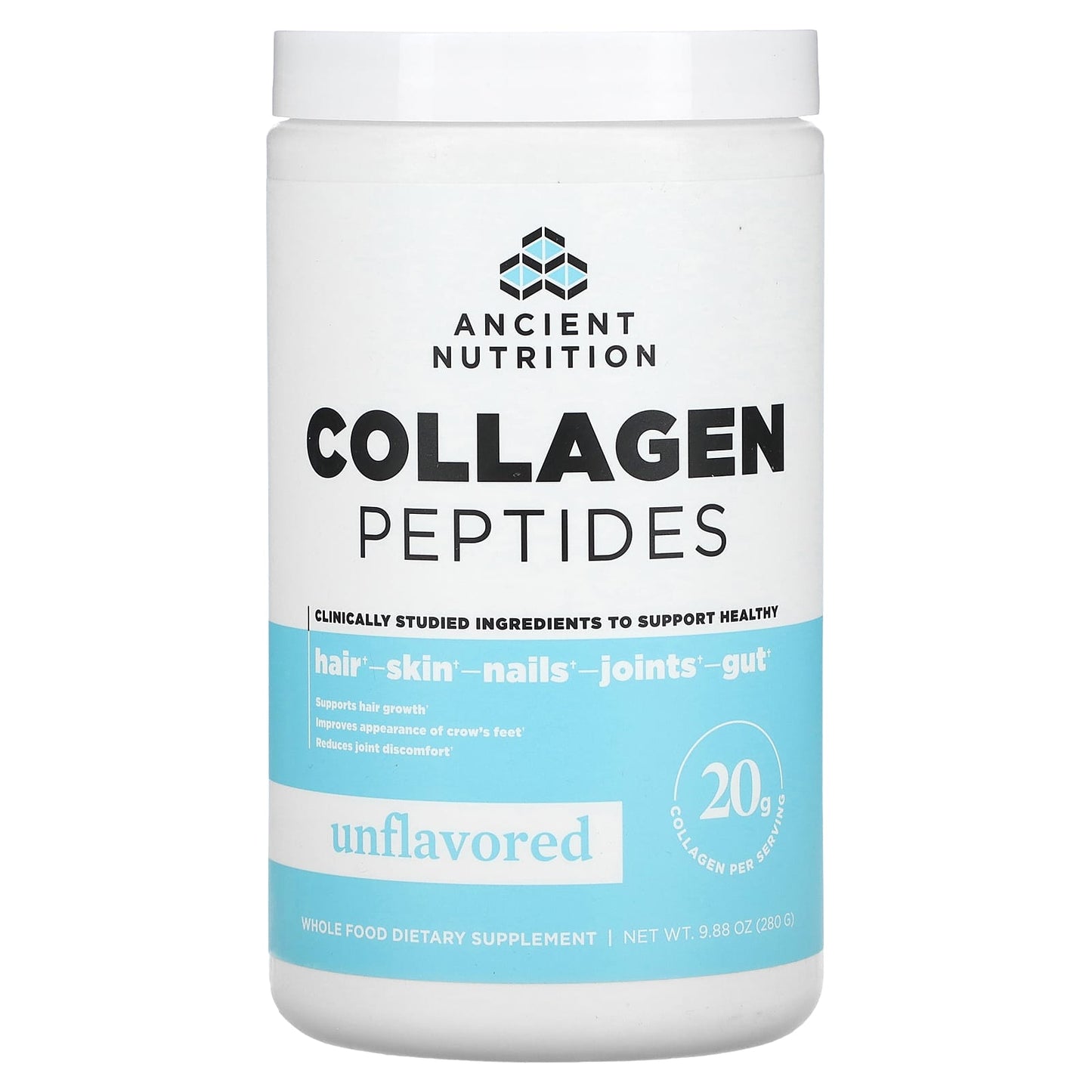 Ancient Nutrition-Collagen Peptides-Unflavored-9.88 oz (280 g)