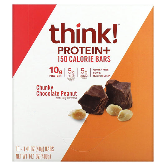 Think !-Protein+ 150 Calorie Bars-Chunky Chocolate Peanut-10 Bars-1.41 oz (40 g) Each