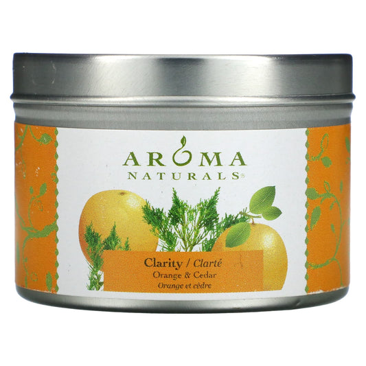 Aroma Naturals-Soy VegePure-Travel Tin Candle-Clarity-Orange & Cedar-2.8 oz (79.38 g)