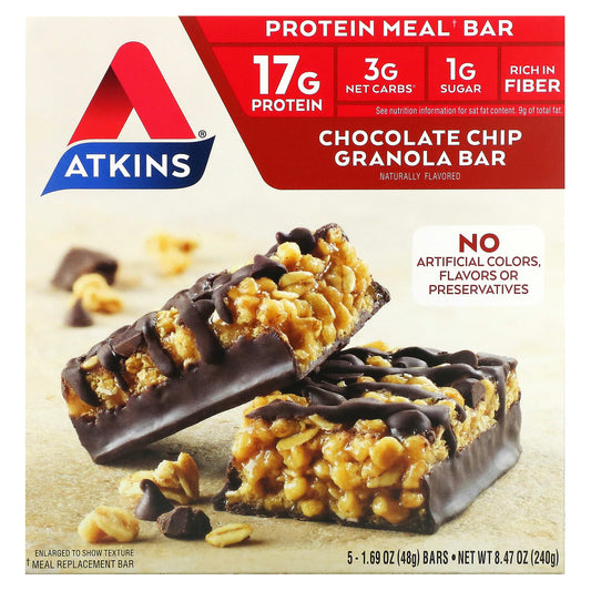 Atkins-Chocolate Chip Granola Bar-5 Bars-1.69 oz (48 g) Each