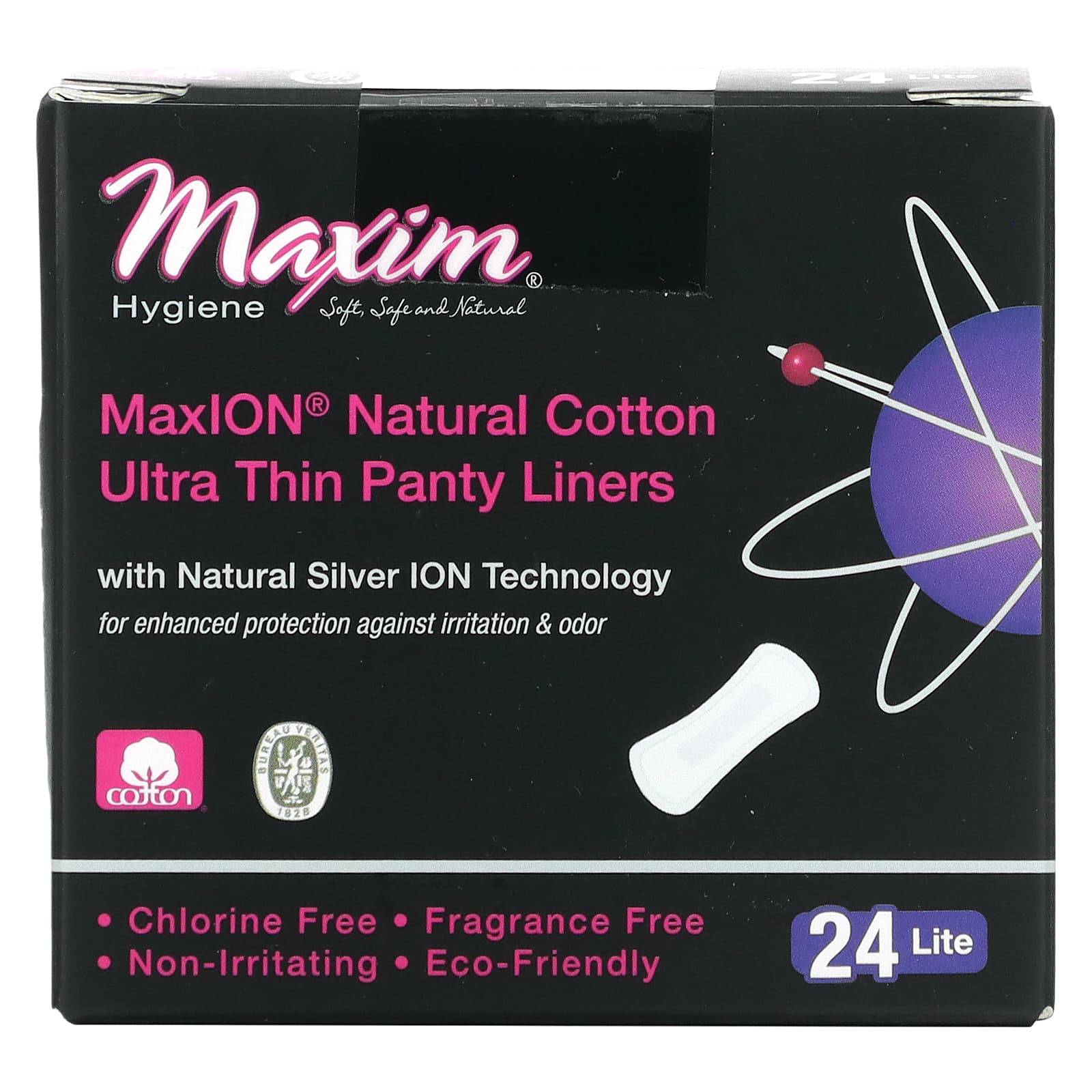 Maxim Hygiene Products-Ultra Thin Panty Liners-Natural Silver ION Technology-Lite-24 Panty Liners