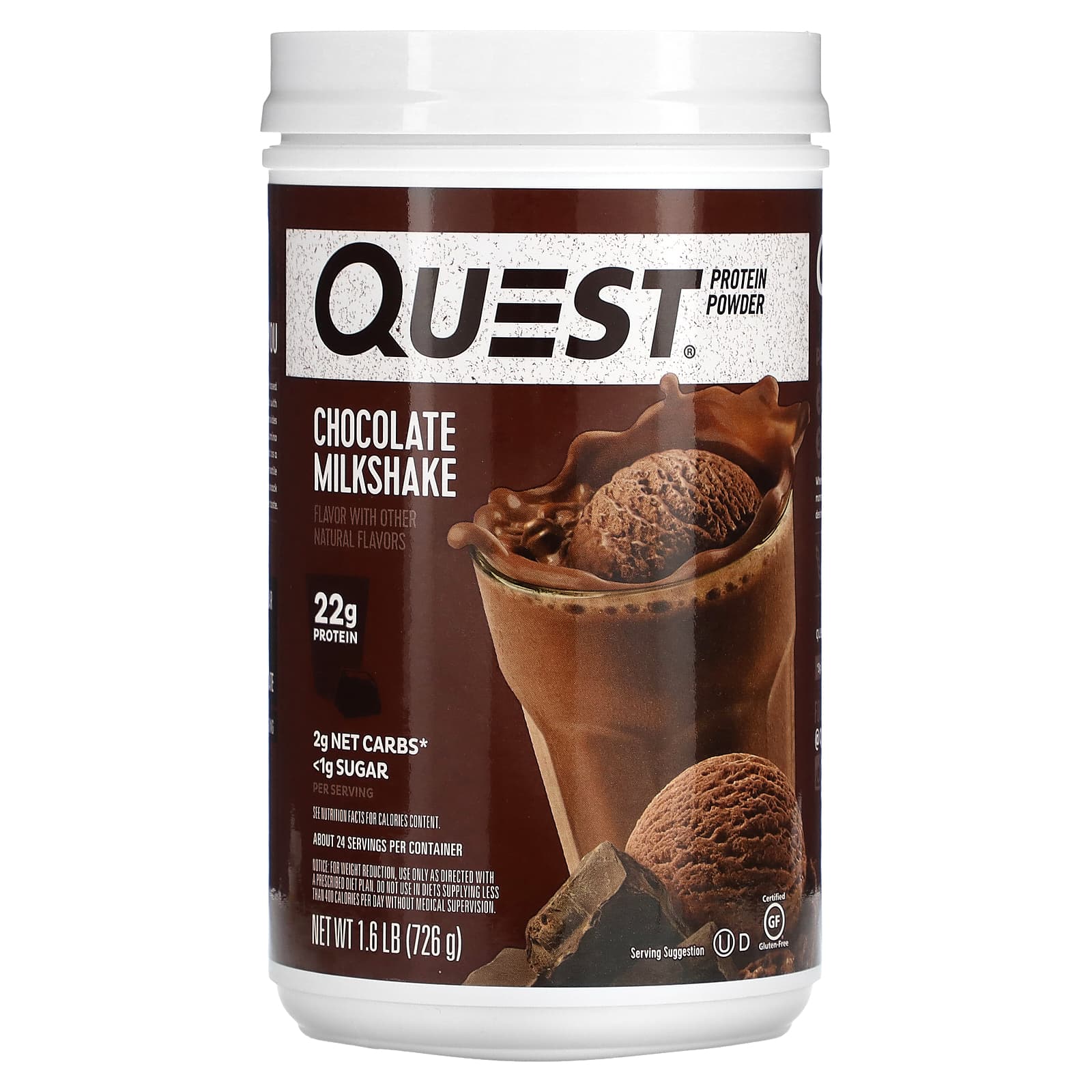 Quest Nutrition-Protein Powder-Chocolate Milkshake-1.6 lb (726 g)