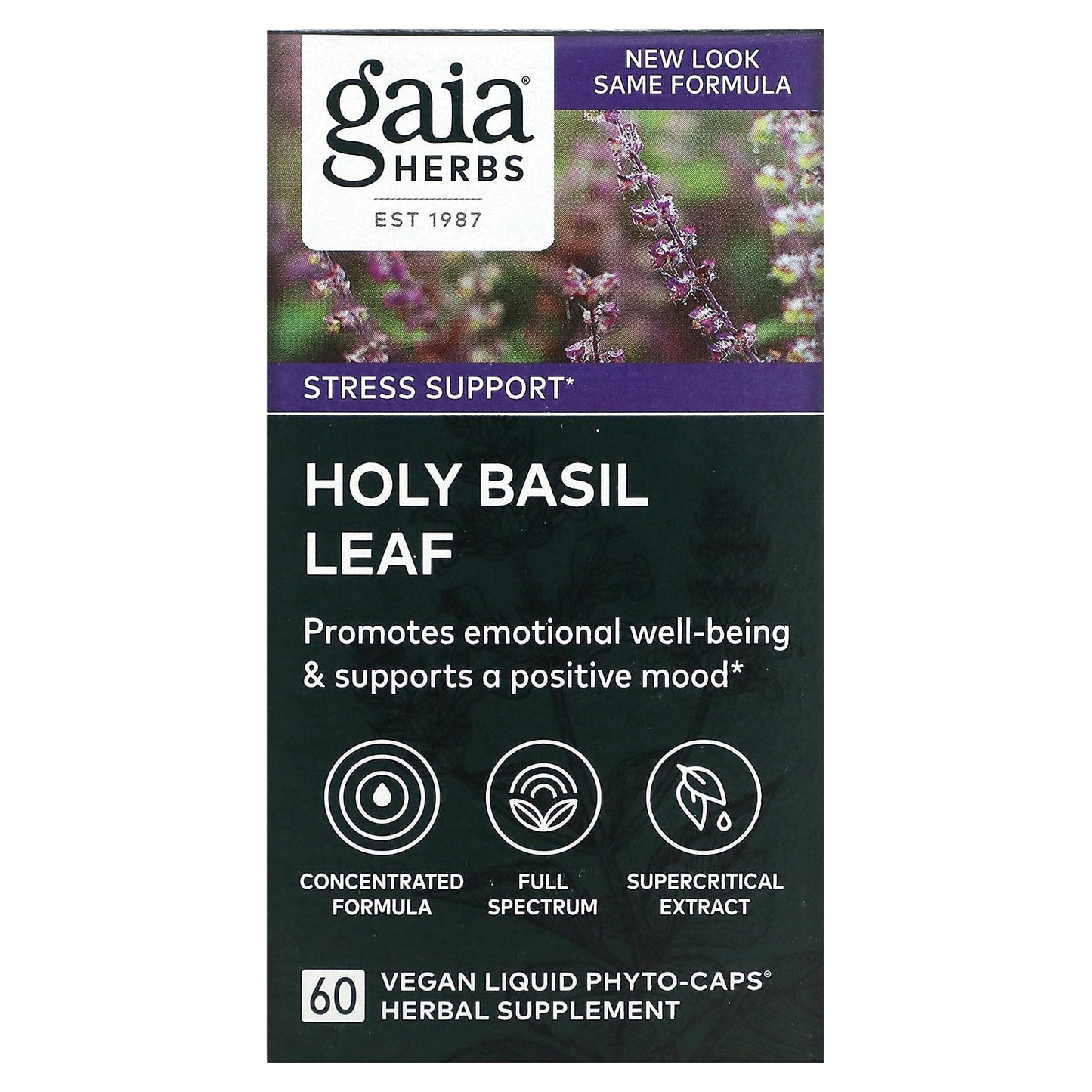 Gaia Herbs-Holy Basil Leaf-60 Vegan Liquid Phyto-Caps