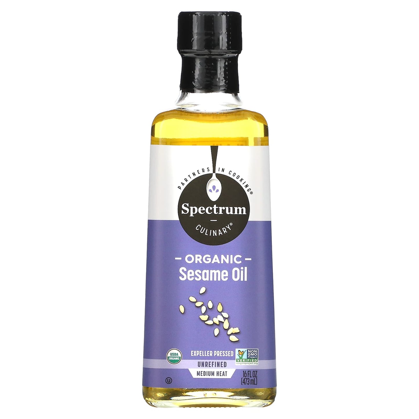 Spectrum Culinary-Organic Sesame Oil-Expeller Pressed-16 fl oz (473 ml)