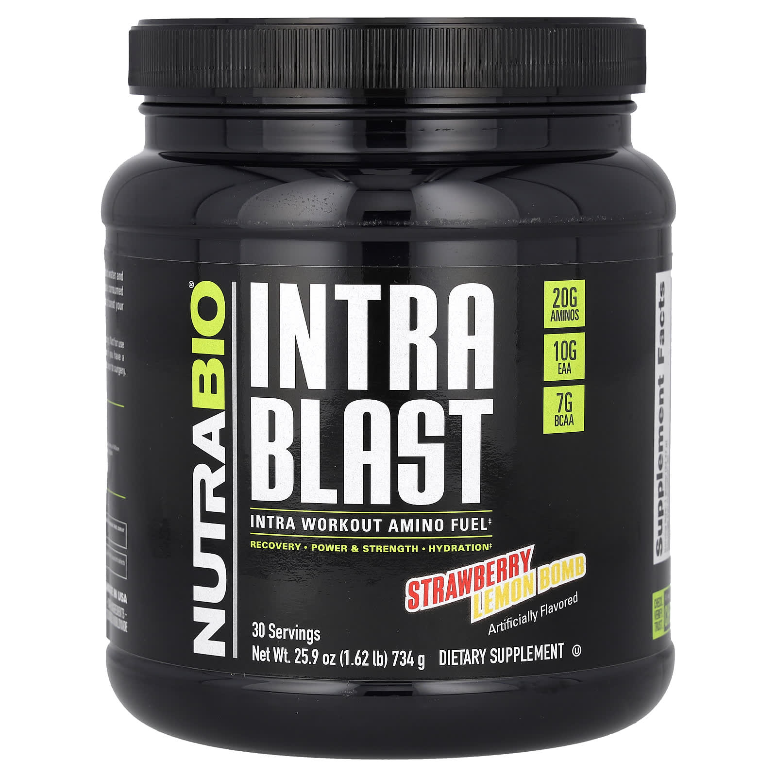 NutraBio-Intra Blast-Intra Workout Amino Fuel-Strawberry Lemon Bomb-1.62 lb (734 g)