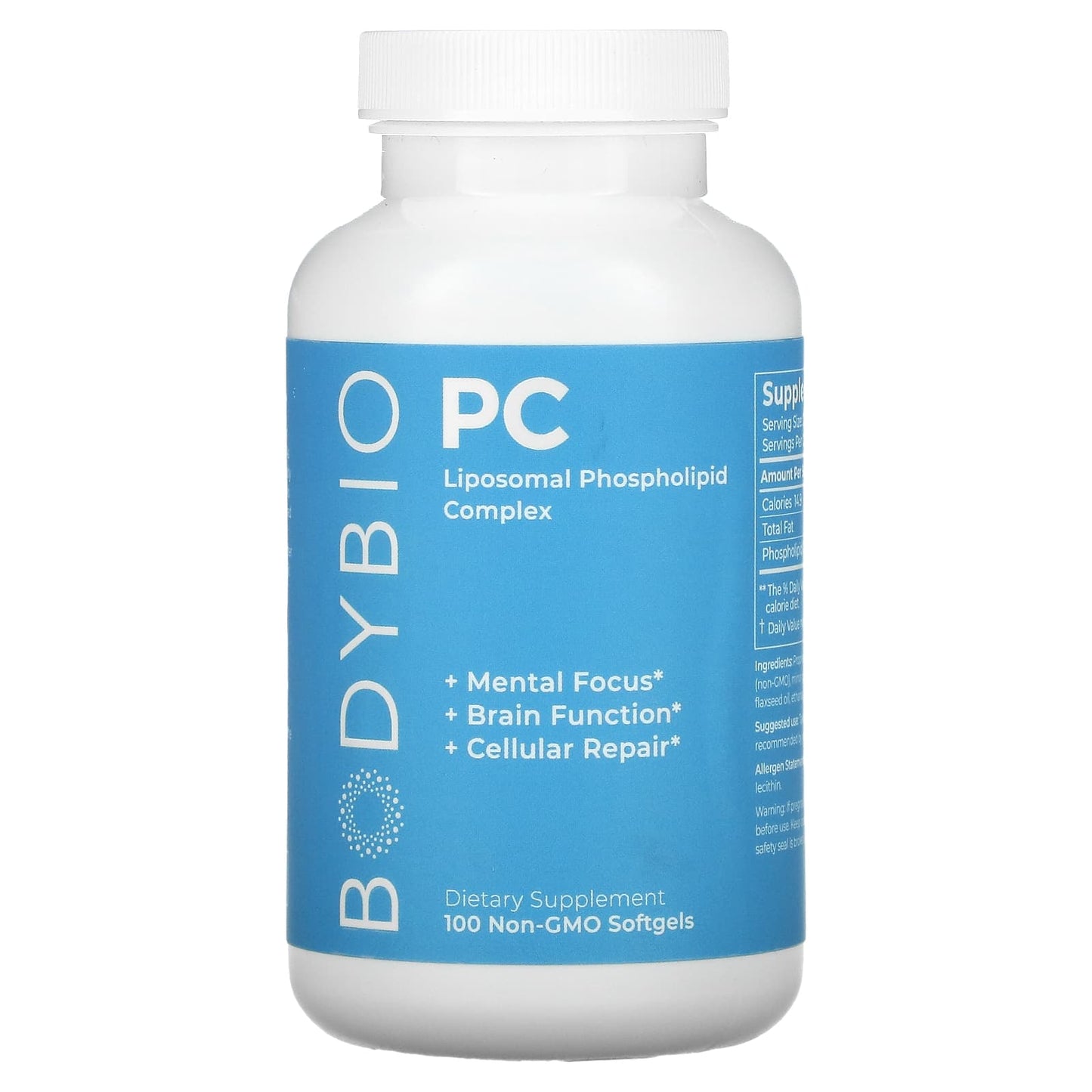 BodyBio-PC-Liposomal Phospholipid Complex-100 Non-GMO Softgels