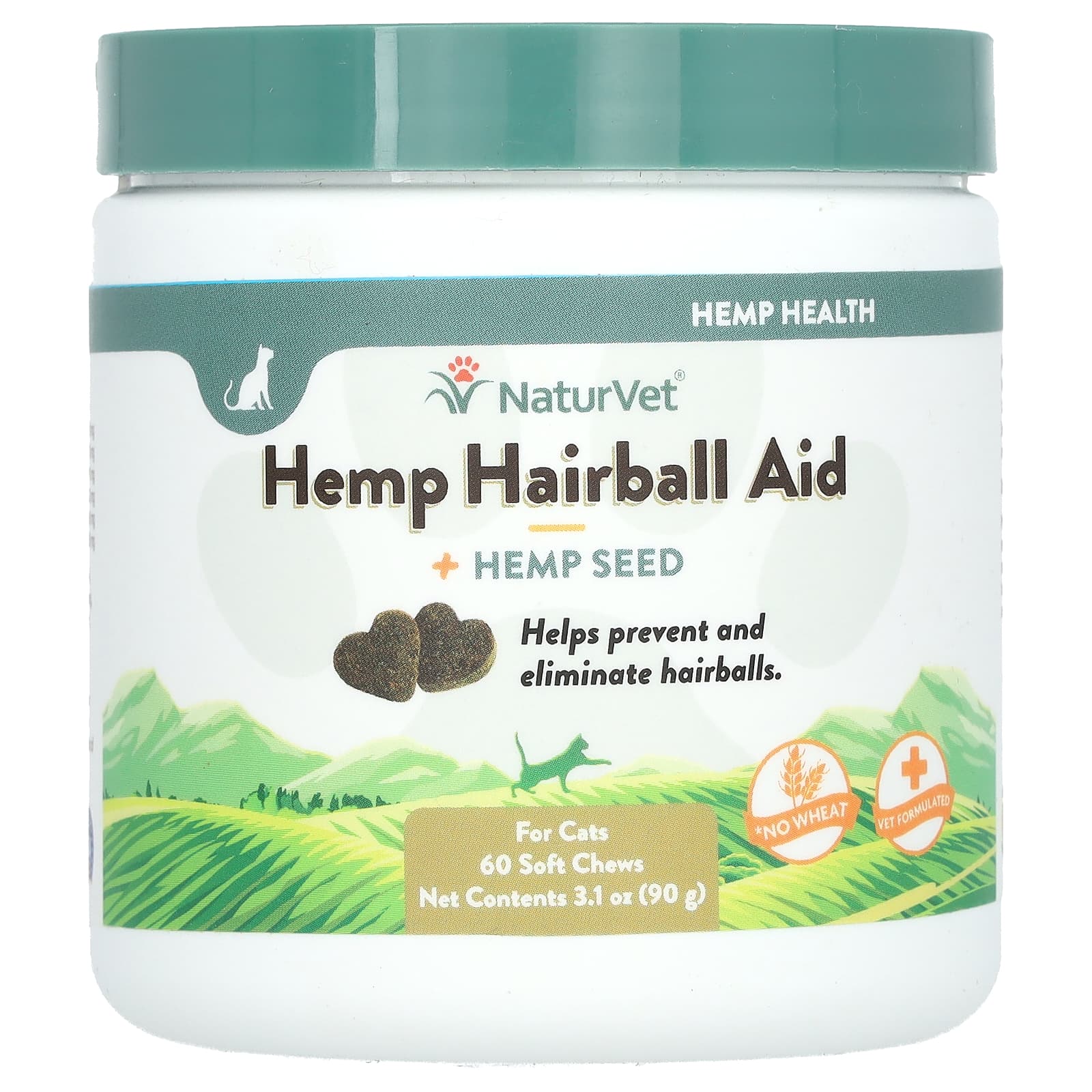 NaturVet-Hemp Hairball Aid + Hemp Seed-For Cats-60 Soft Chews-3.1 oz (90 g)