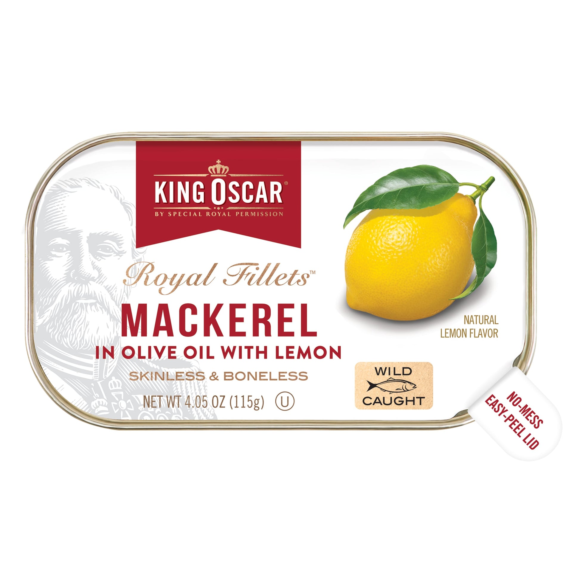 King Oscar-Royal Fillets-Mackerel in Olive Oil with Lemon-4.05 oz (115 g)