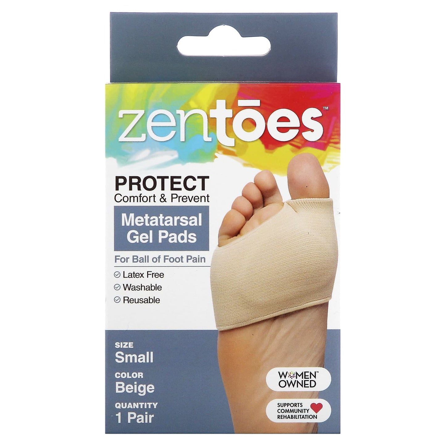 ZenToes-Metatarsal Gel Pads-Small-Beige-1 Pair