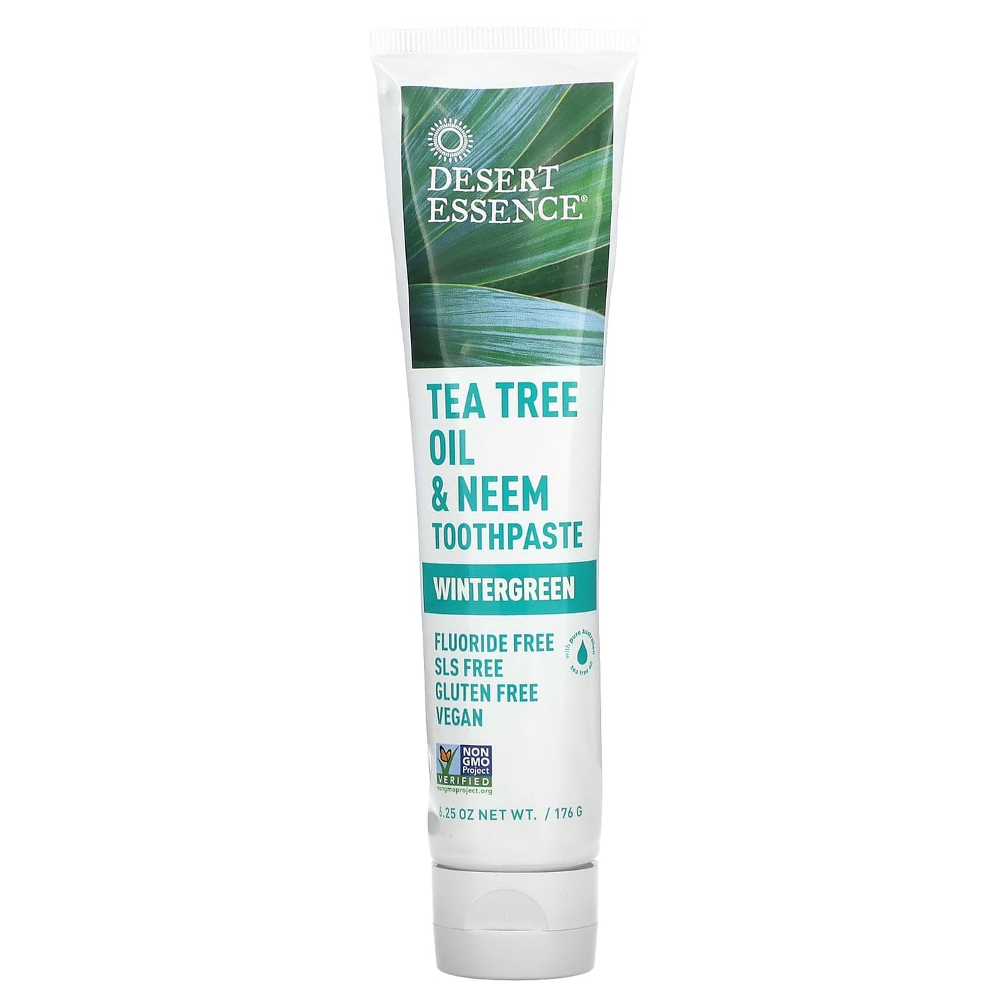 Desert Essence-Tea Tree Oil & Neem Toothpaste-Wintergreen-6.25 oz (176 g)