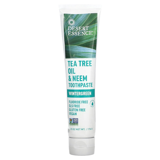 Desert Essence-Tea Tree Oil & Neem Toothpaste-Wintergreen-6.25 oz (176 g)