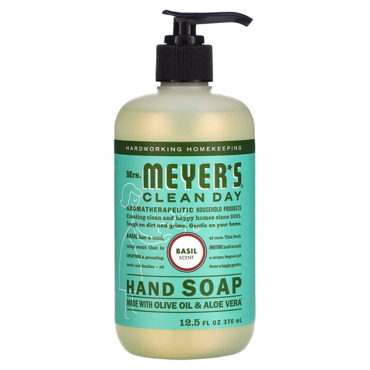 Mrs. Meyers Clean Day-Hand Soap-Basil Scent-12.5 fl oz (370 ml)