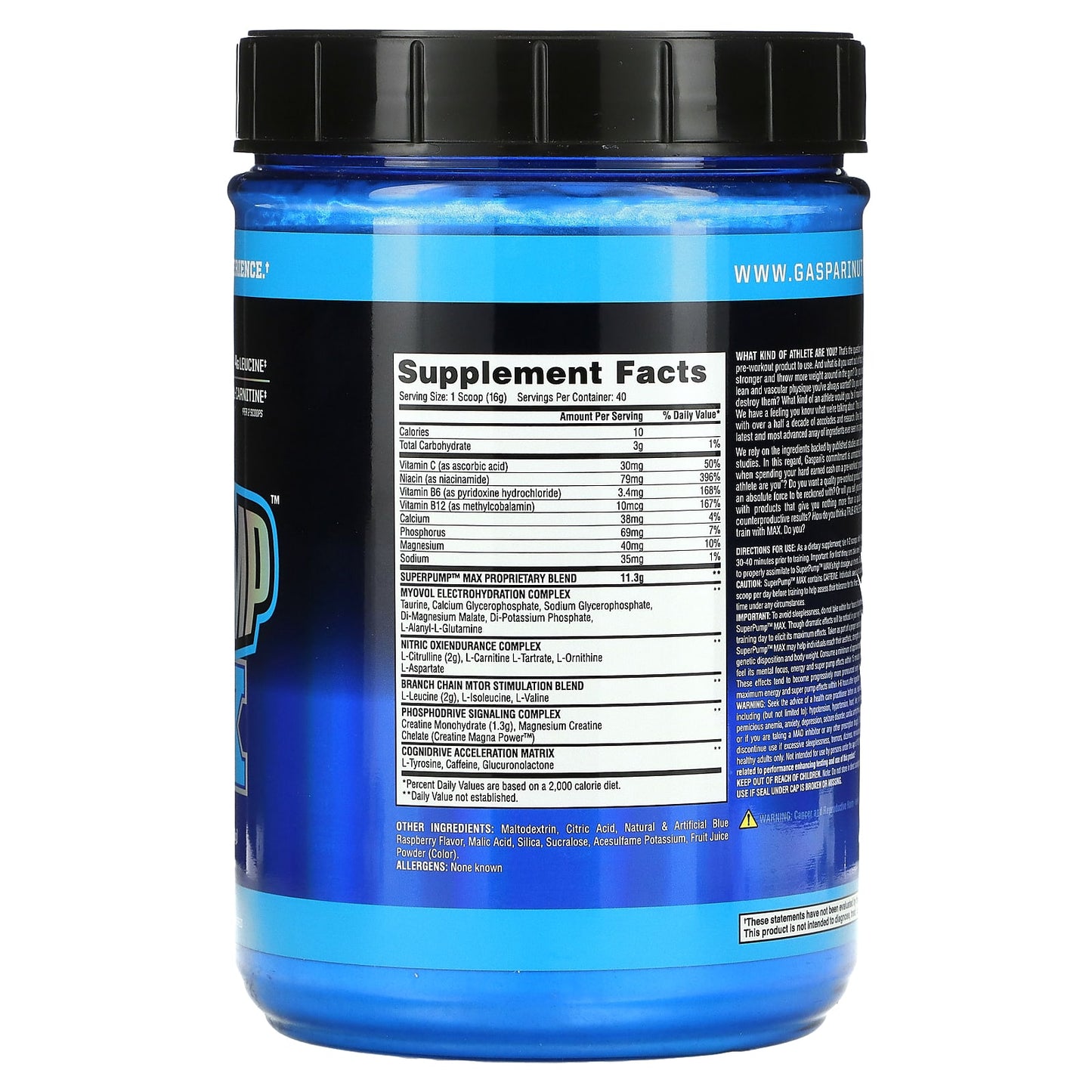 Gaspari Nutrition, SuperPump Max, Blue Raspberry, 1.41 lbs (640 g)