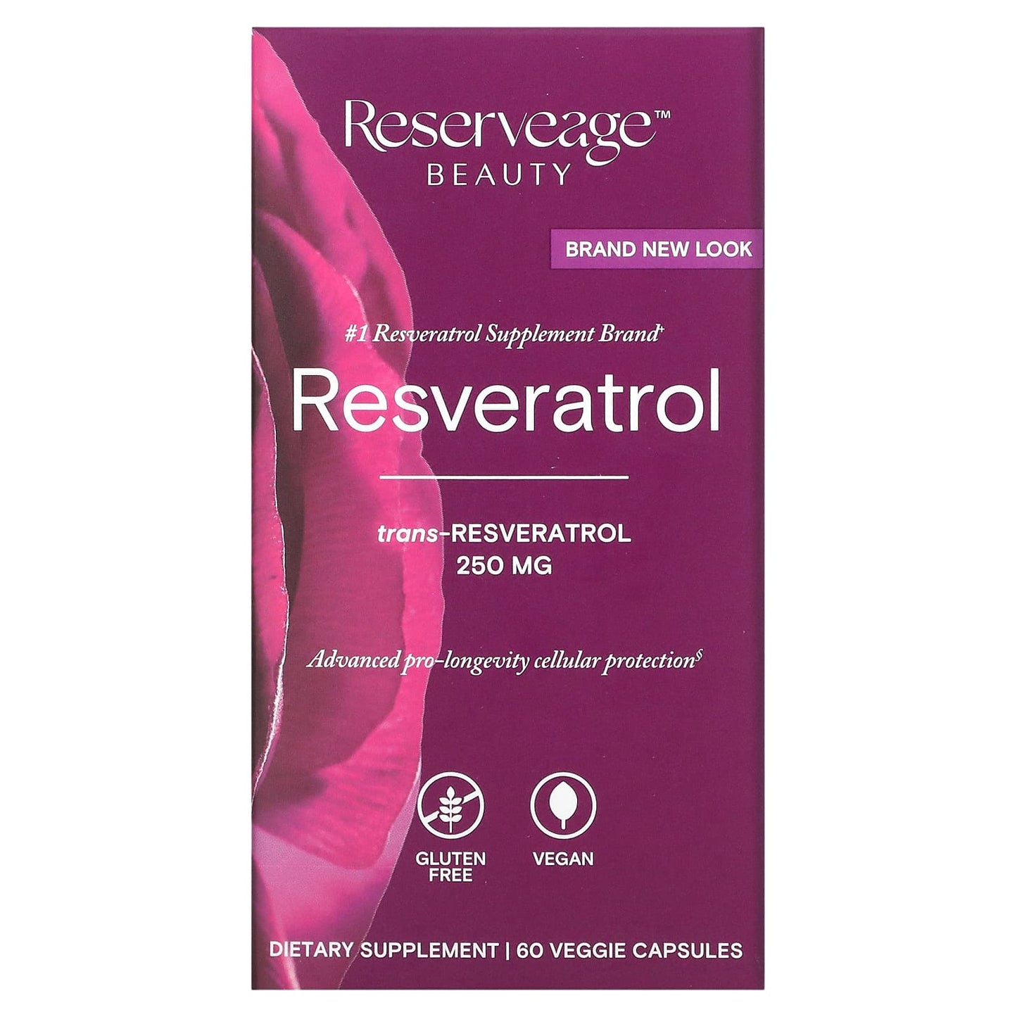 Reserveage Nutrition-Resveratrol-Trans-Resveratrol-250 mg-60 Veggie Capsules