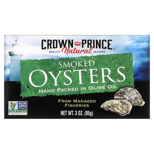 Crown Prince Natural-Smoked Oysters-In Olive Oil-3 oz (85 g)