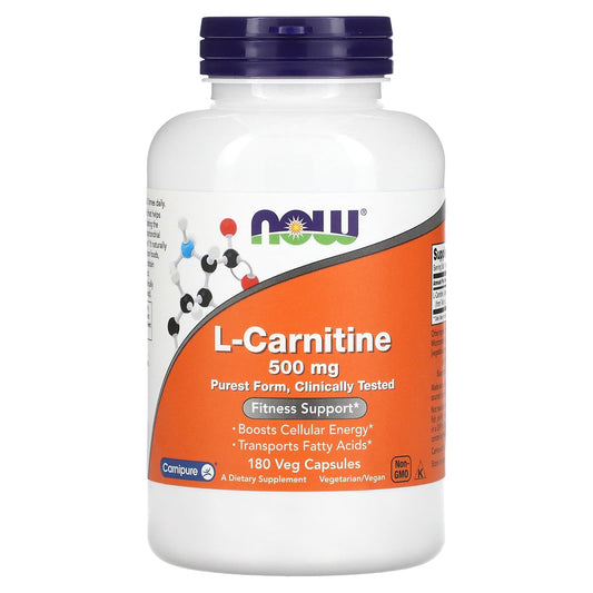 NOW Foods-L-Carnitine-500 mg-180 Veg Capsules