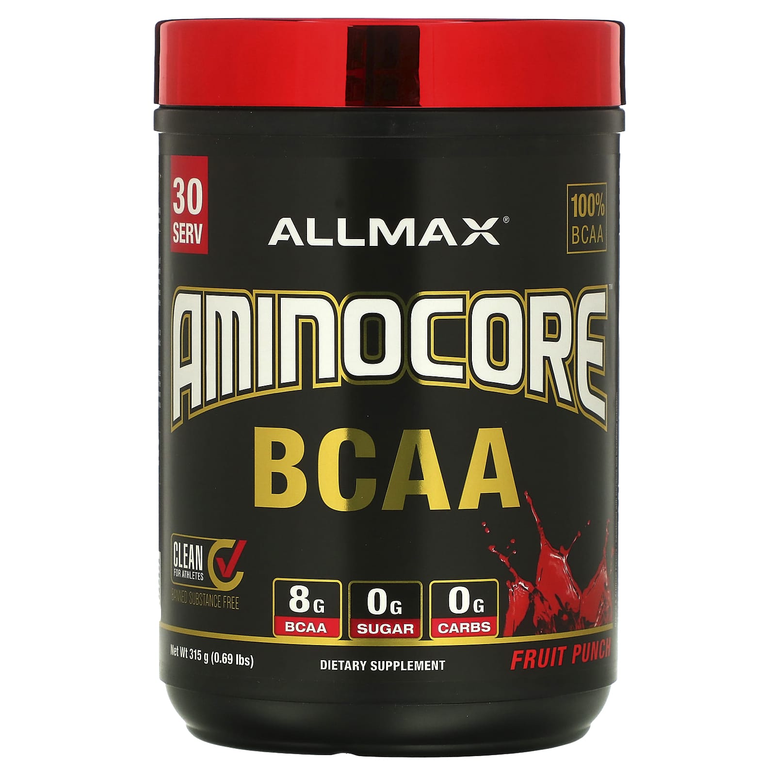 ALLMAX-AMINOCORE BCAA-Fruit Punch-0.69 lbs (315 g)